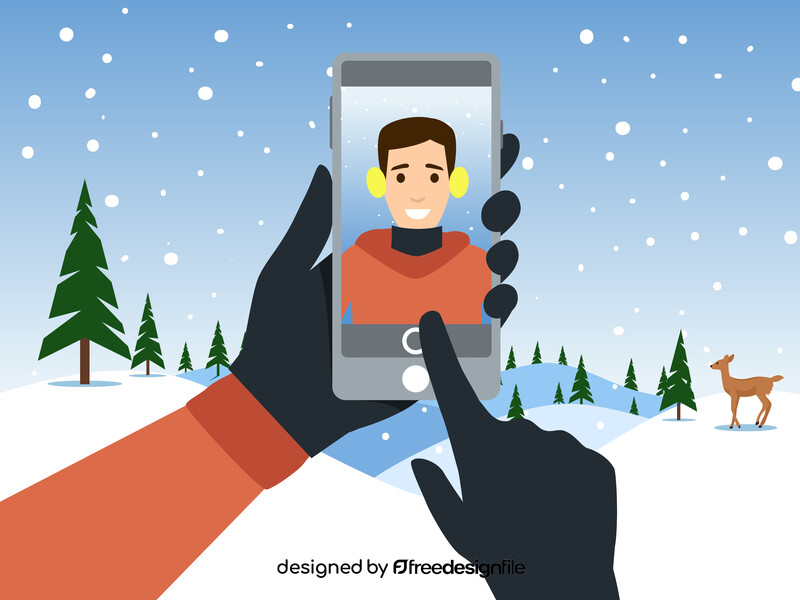 Winter holiday selfie vector