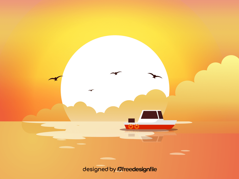 Sailing boat sunset vector