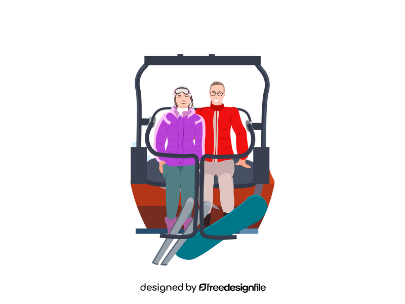 Happy couple in cable car clipart