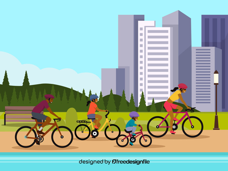 Family cycling vector