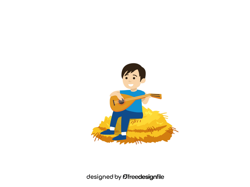Boy playing flute clipart
