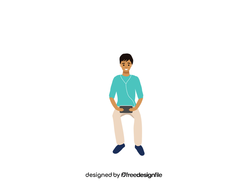Man listening to music clipart