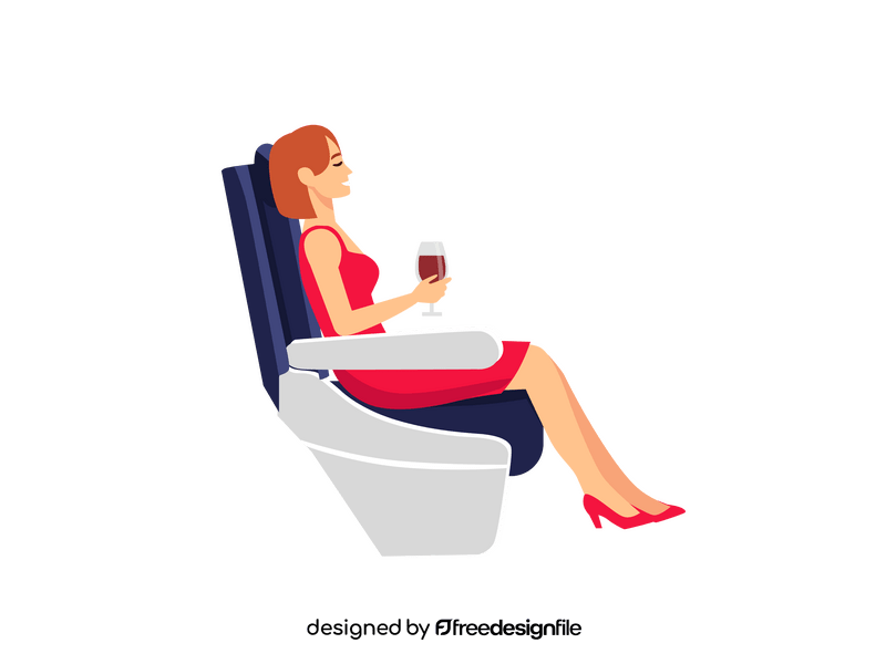 Woman drink in plane clipart