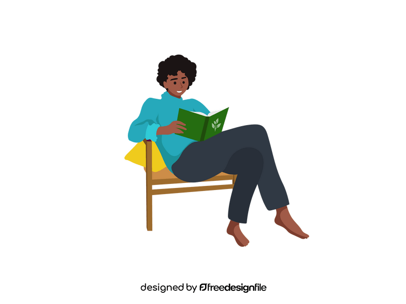 Woman reading book clipart