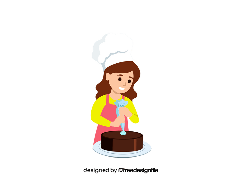 Girl cooking a cake clipart