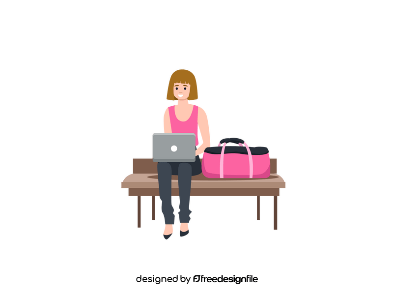 Woman with a laptop clipart