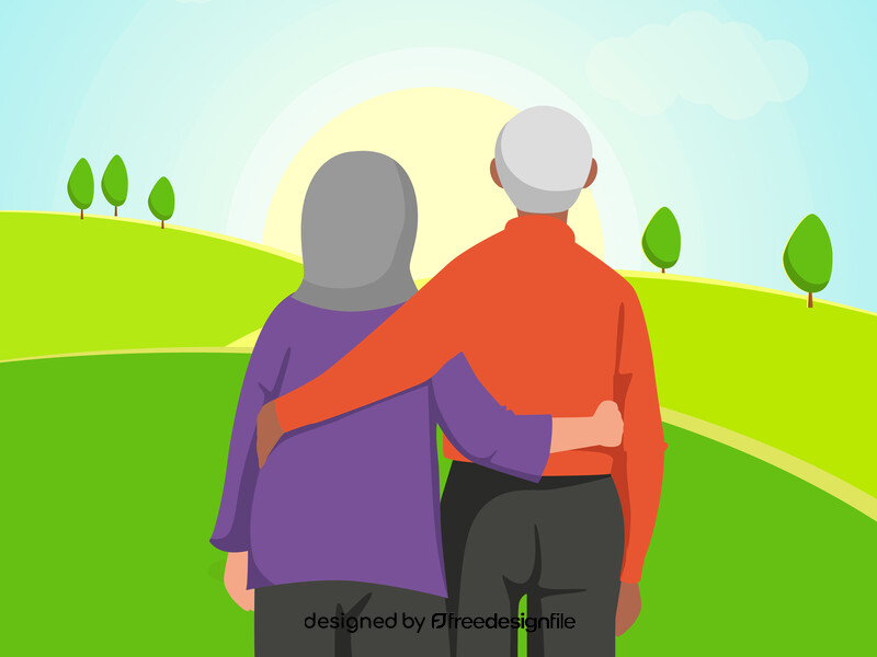 Old couple illustration vector
