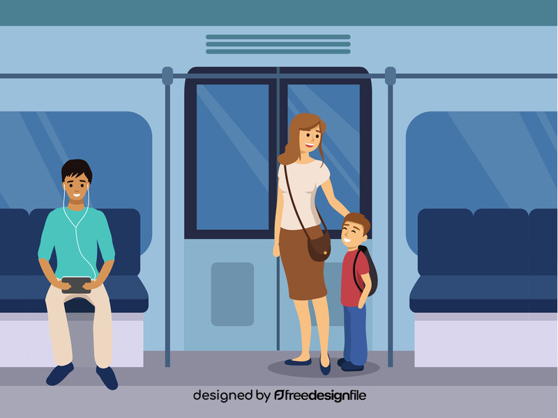 Mother and son on train vector