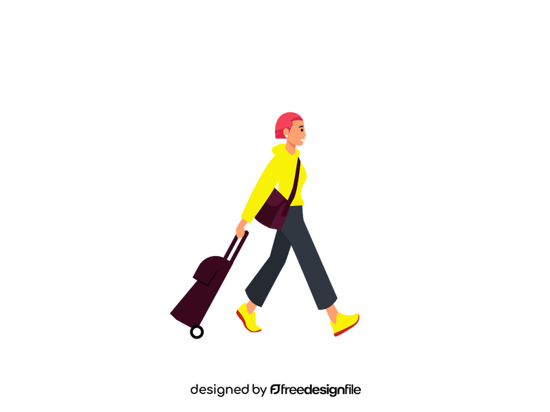 Funky girl traveling clipart