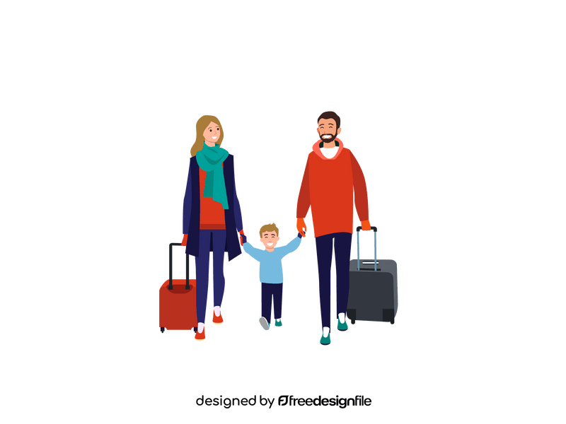 Happy family traveling clipart