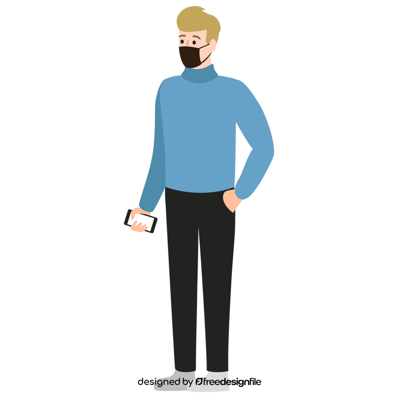 Man standing holding phone clipart