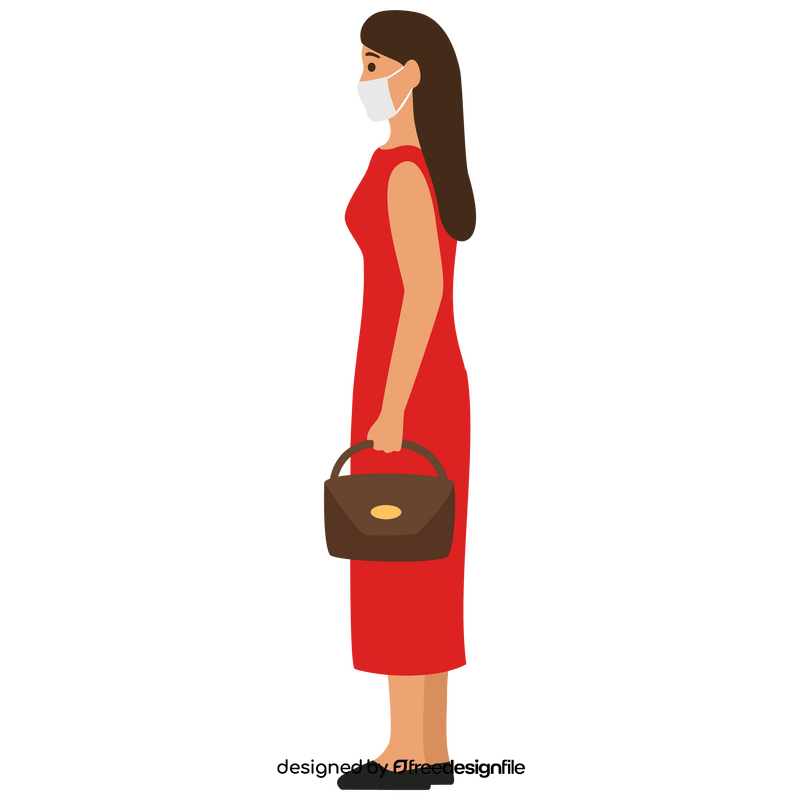 Woman standing side view clipart