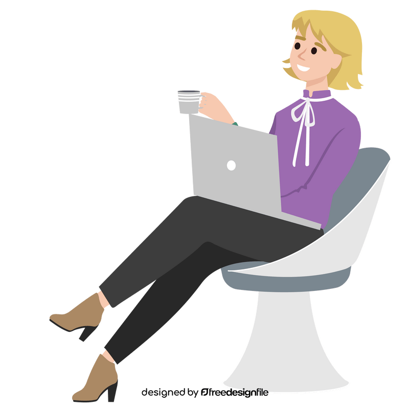 Woman working with coffee clipart