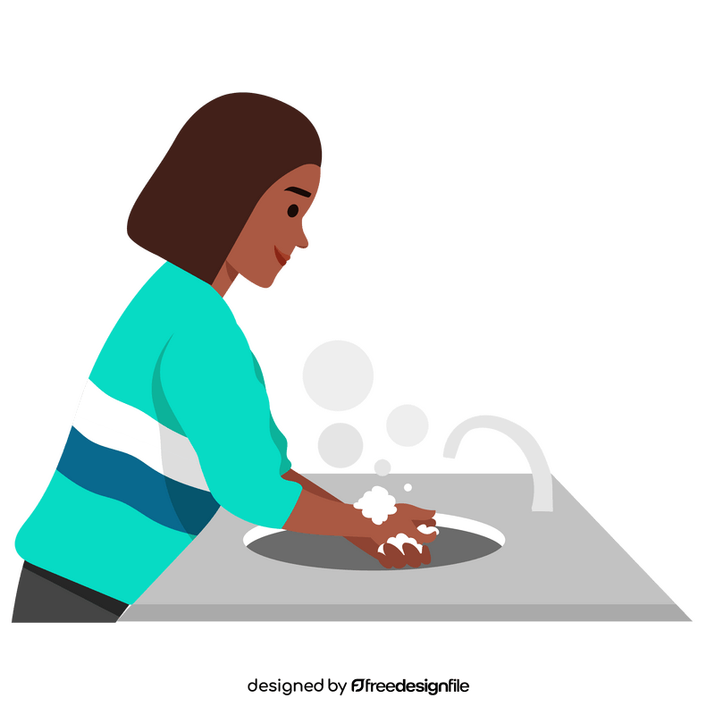 Woman washing hands during coronavirus clipart