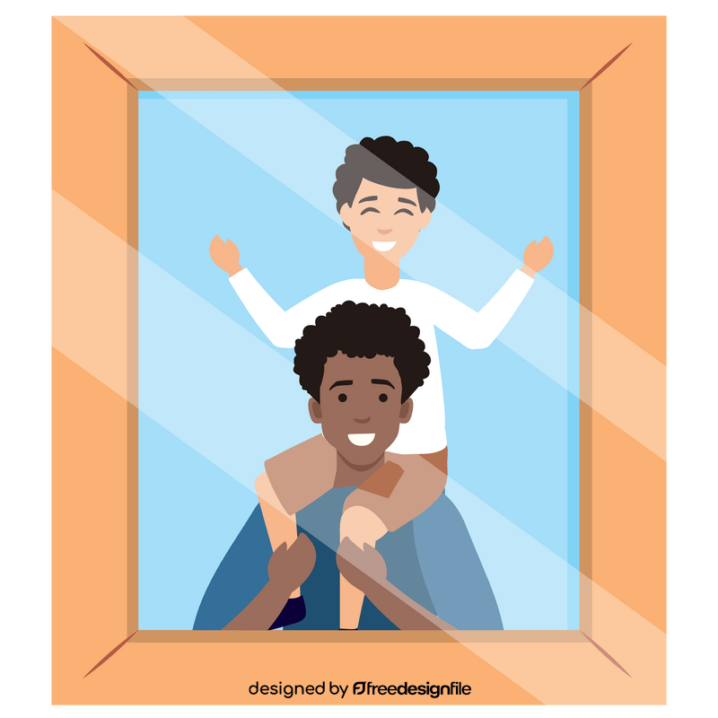 Father and son picture frame vector