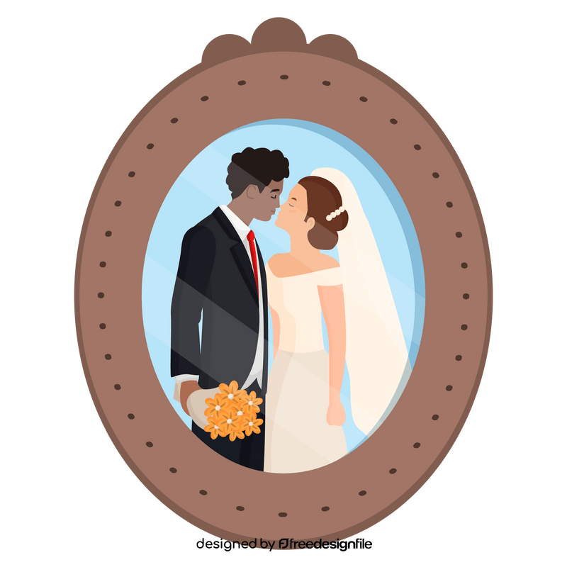 Picture frame wedding kiss vector