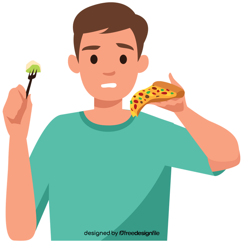 Man eating pizza clipart