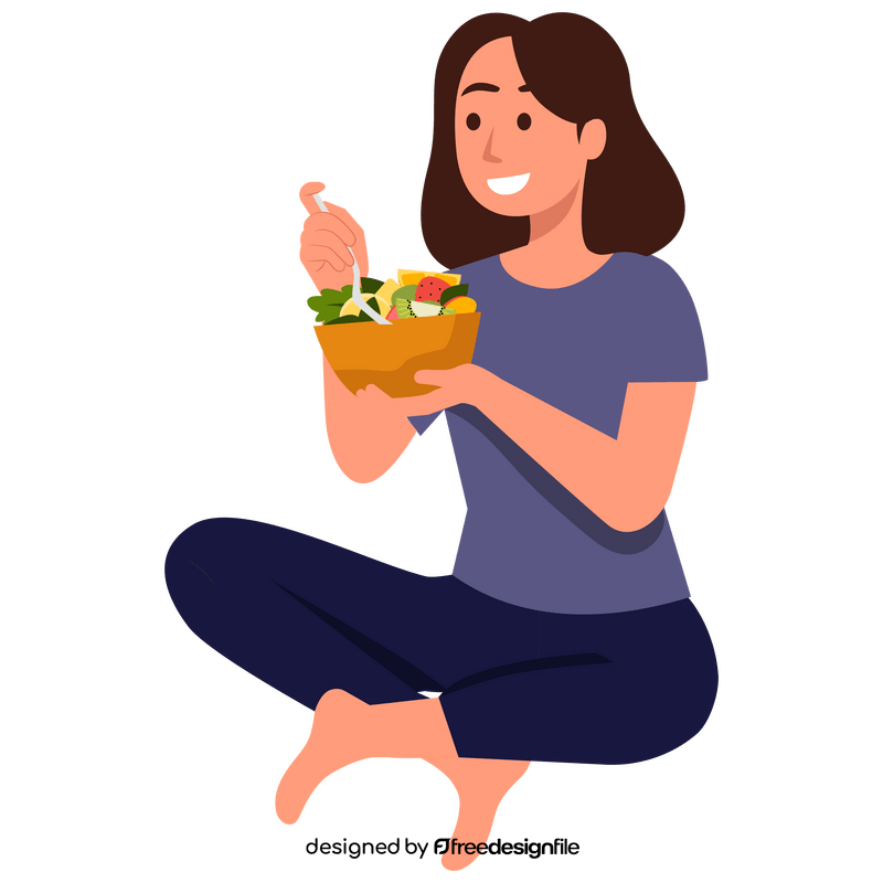 Woman eating healthy food clipart