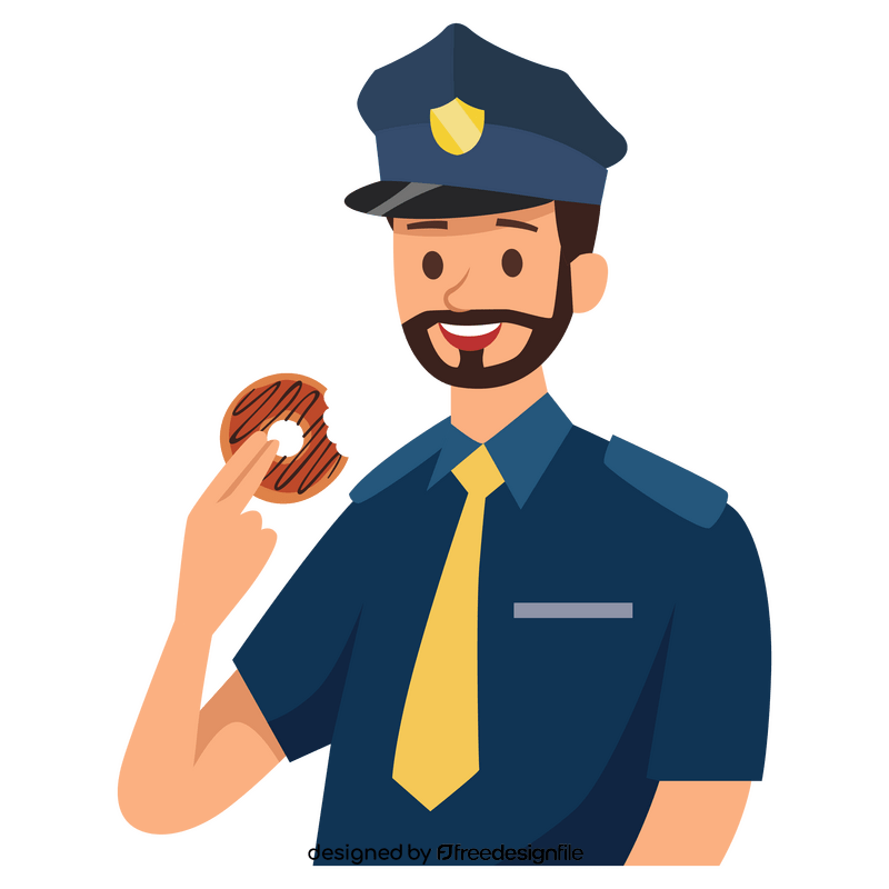 Policeman eating a donut clipart