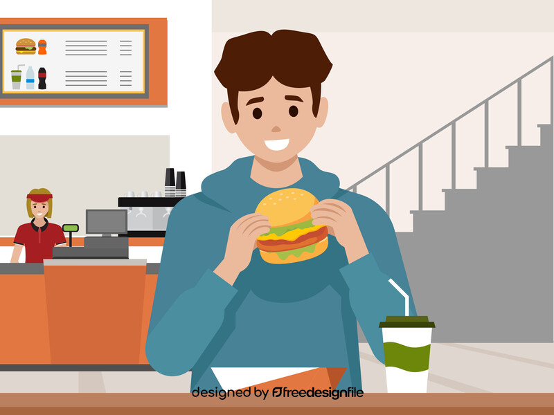Fast food hamburger eating vector