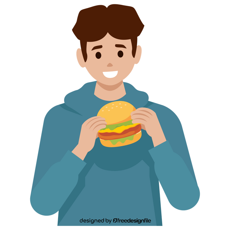 Man eating burger clipart