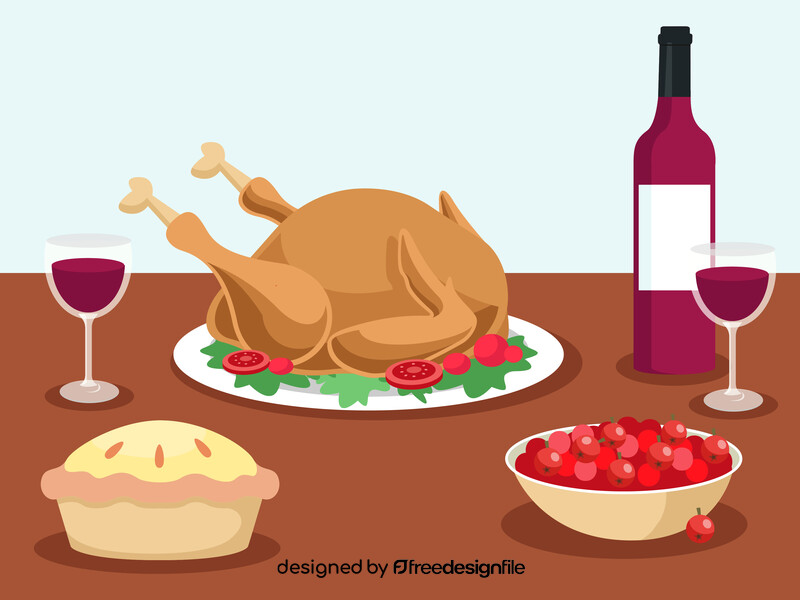 Thanksgiving table dinner vector