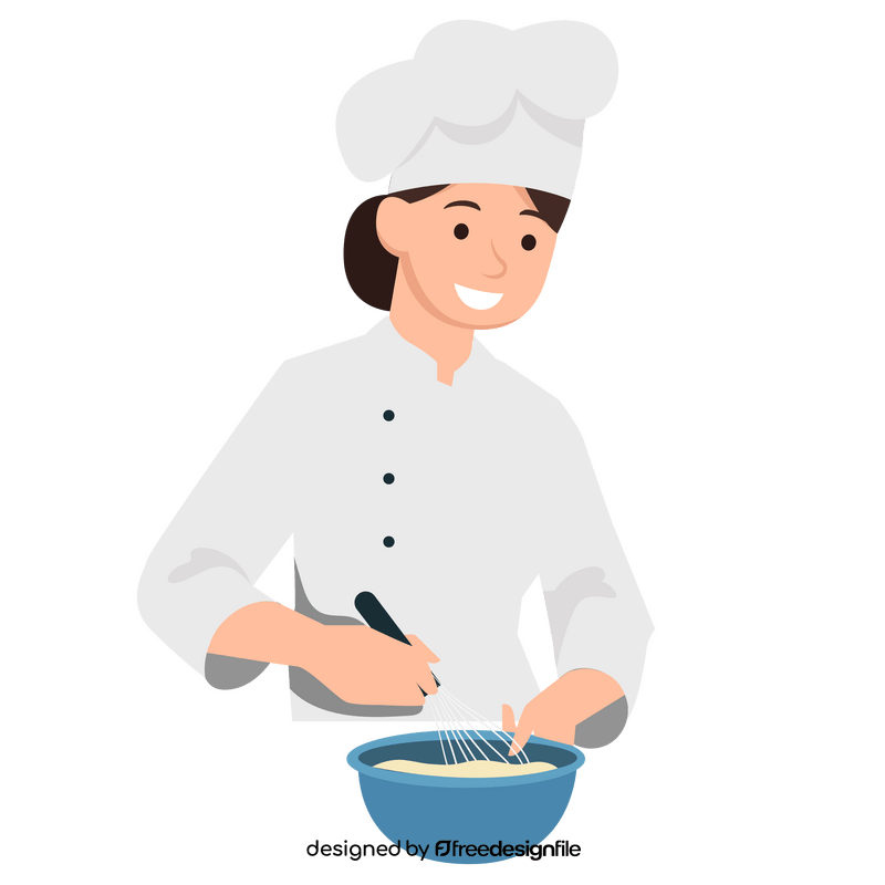 Chef woman cooking delicious cake clipart