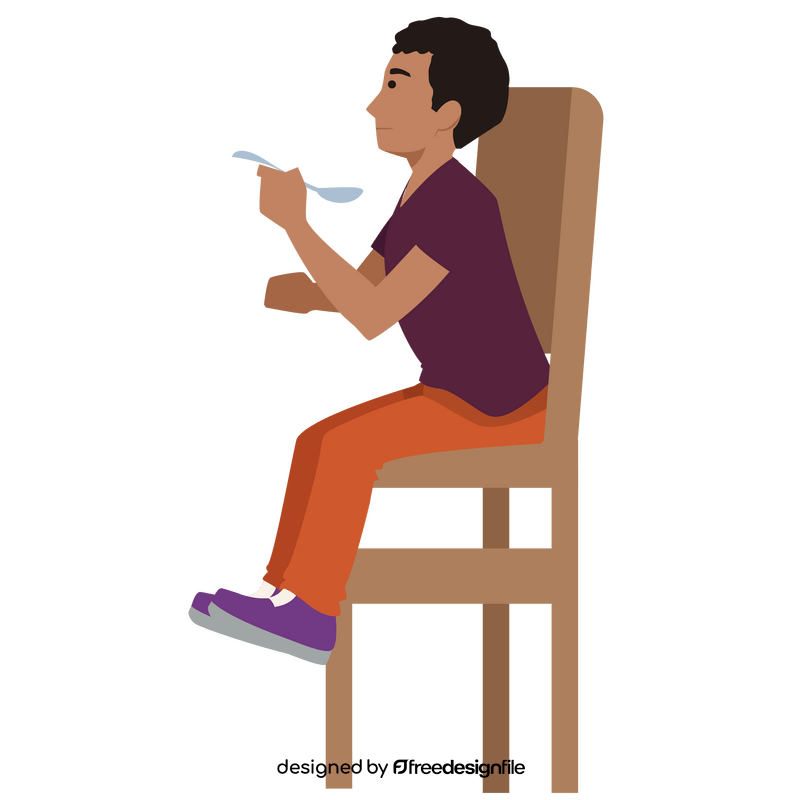 Boy sit eating food clipart