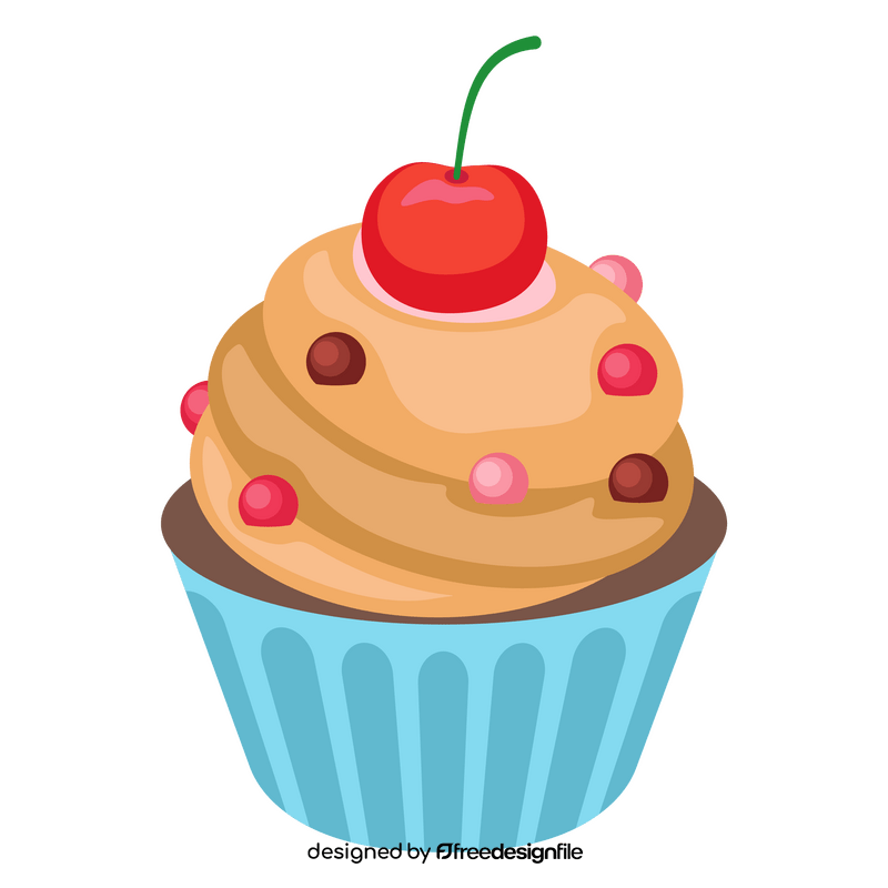 Coffee cherry cupcake clipart