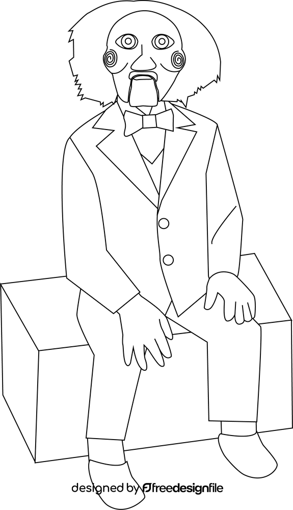 Saw Puppet drawing black and white clipart