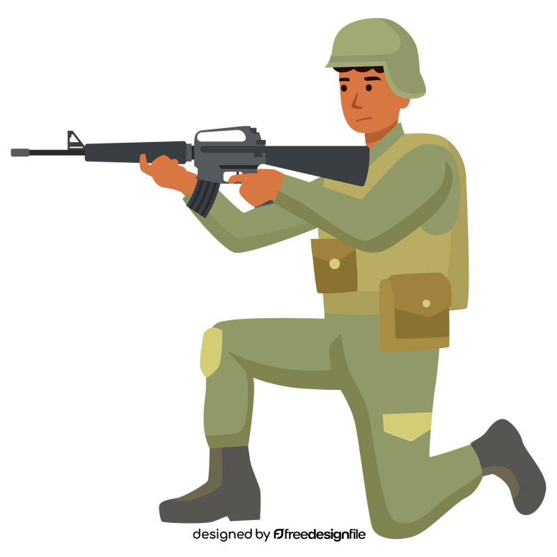 American soldier kneeling with rifle clipart