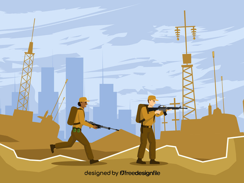 Soldiers at war area illustration vector