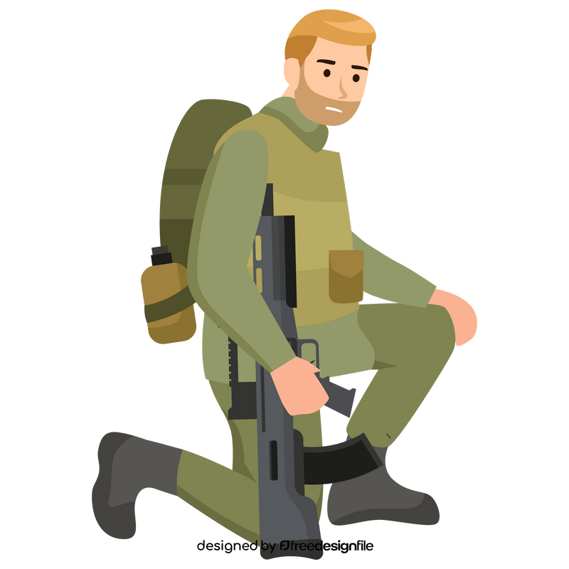 Soldier on knee clipart