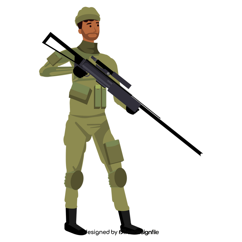 Soldier with big gun clipart