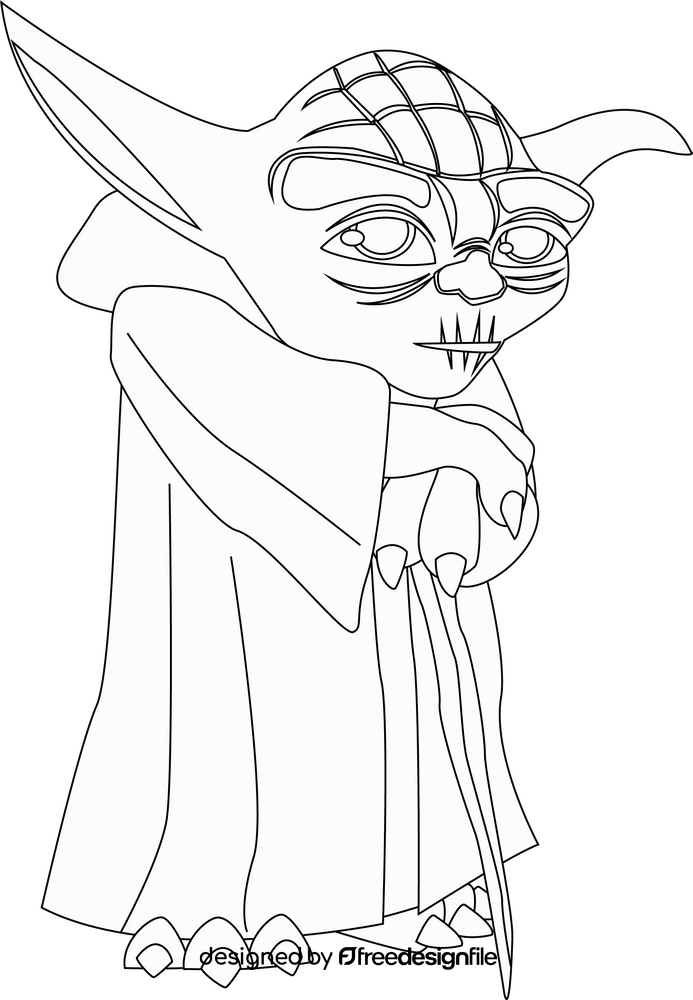 Yoda drawing black and white clipart