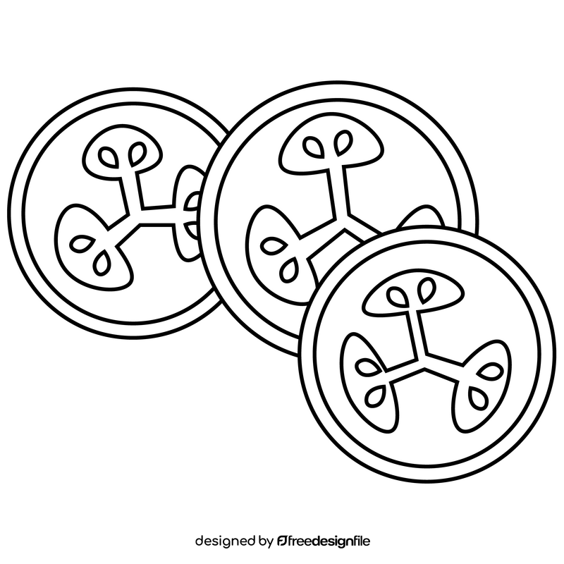 Feijoa slices cartoon black and white clipart