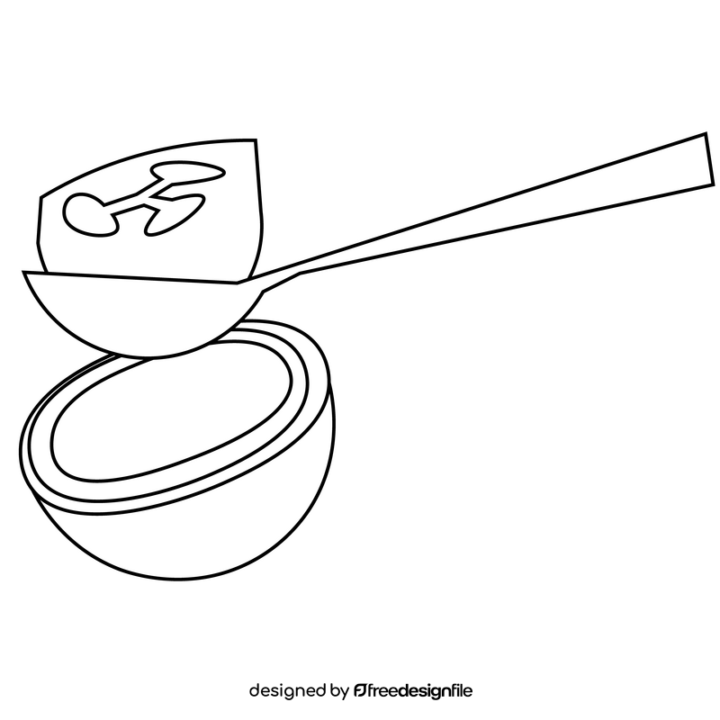 Feijoa on spoon black and white clipart