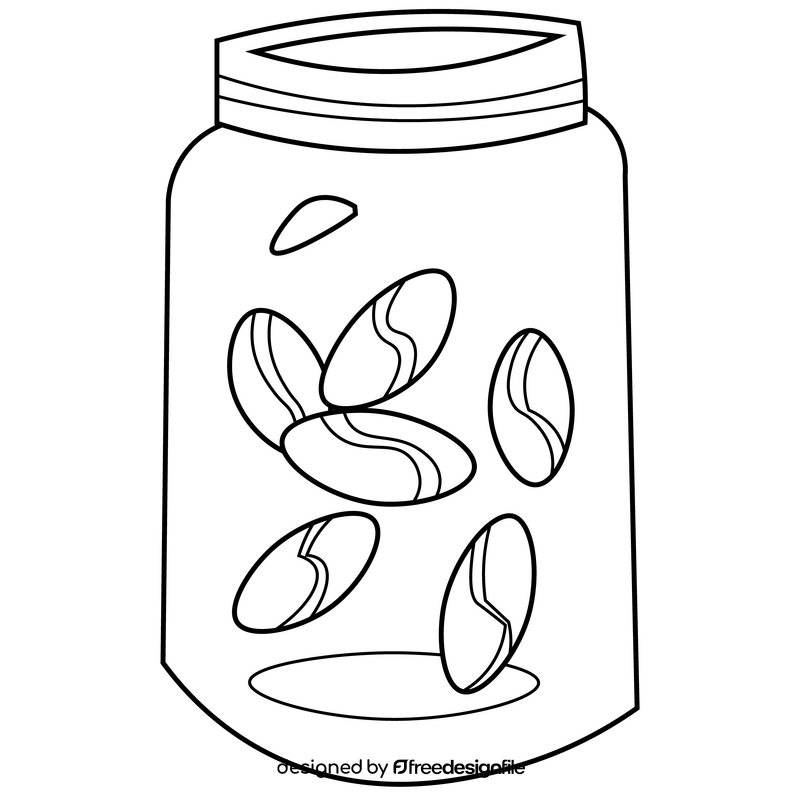 Jar of coffee beans illustration black and white clipart