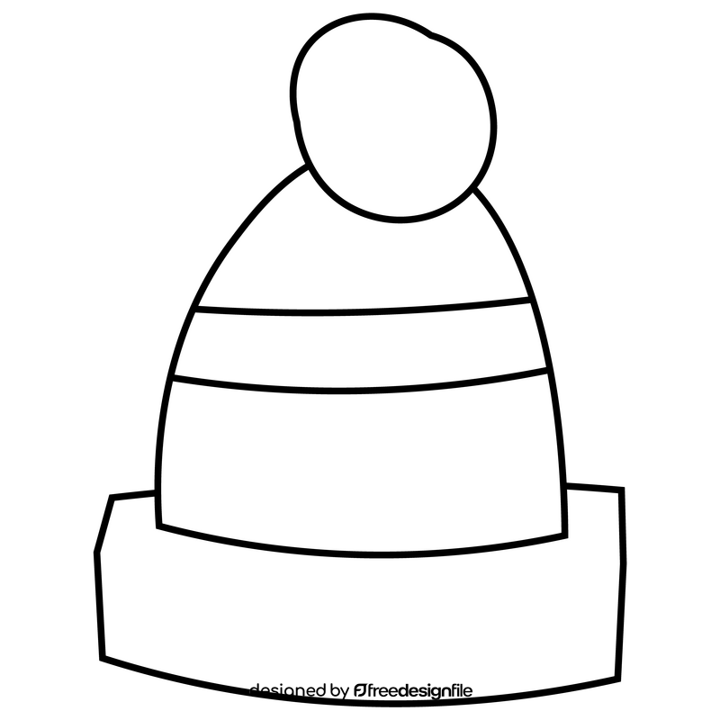 Winter hat illustration black and white clipart
