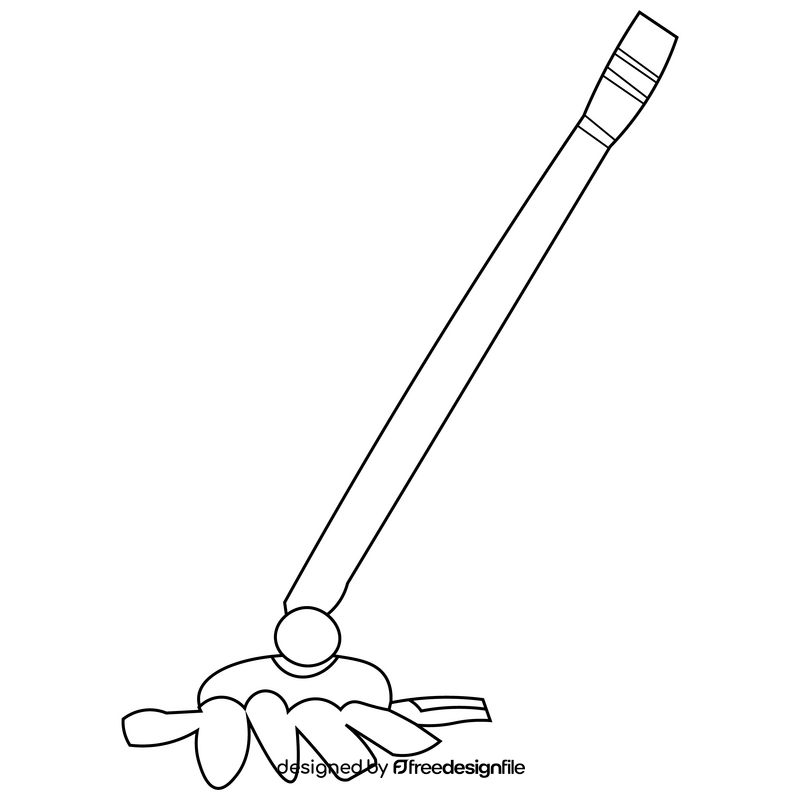 Free curling broom black and white clipart