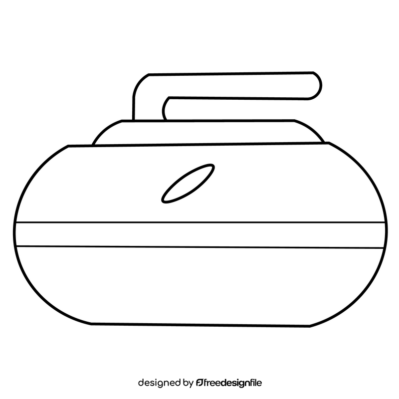 Curling stone drawing black and white clipart