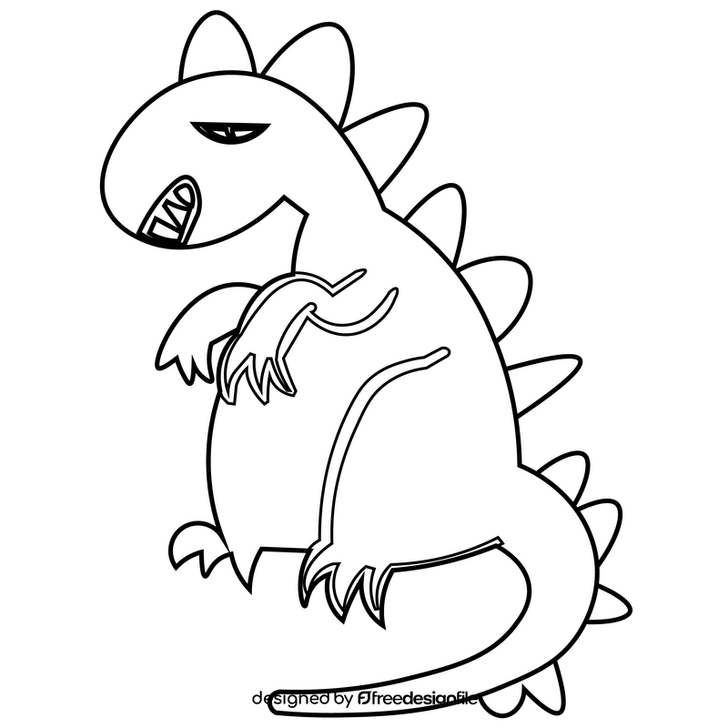 Cartoon dinosaur black and white clipart