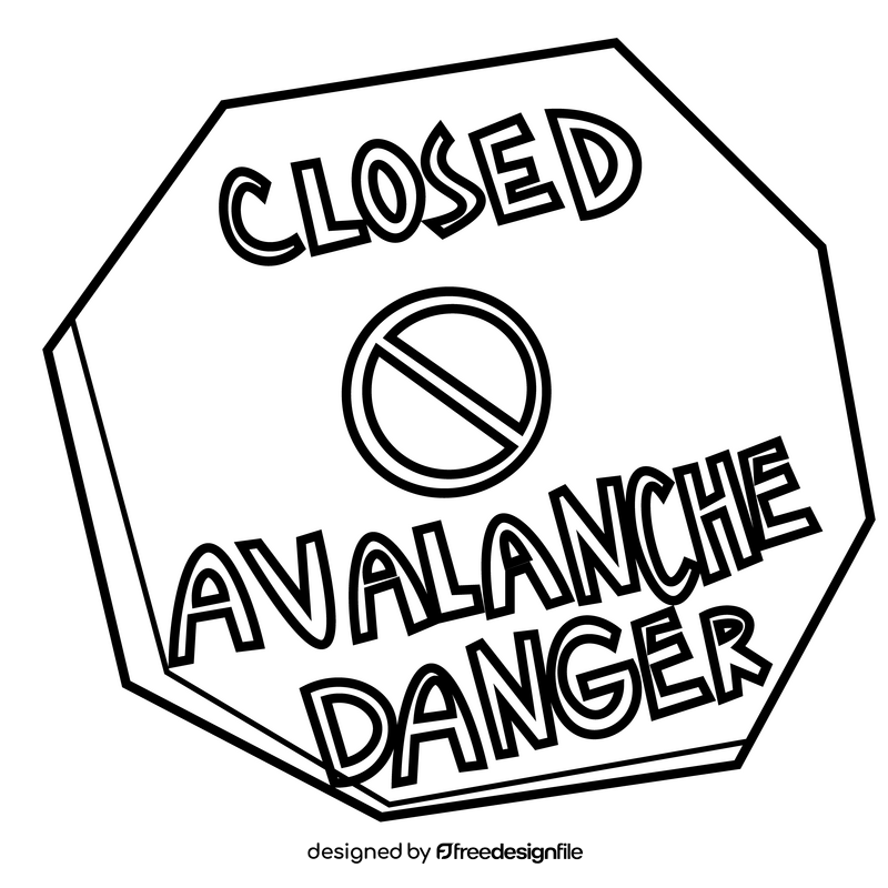 Avalanche danger sign black and white clipart