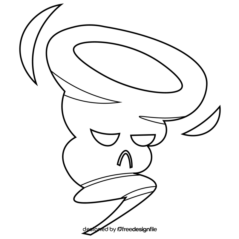 Cartoon tornado character black and white clipart