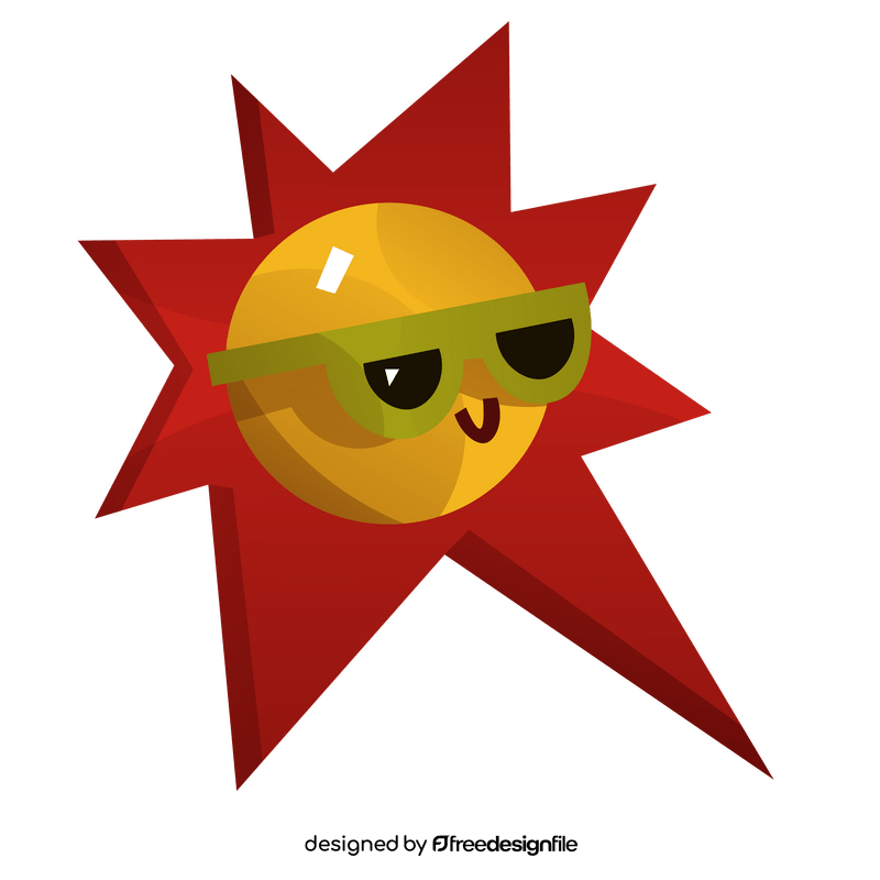 Sun with sunglasses cartoon clipart