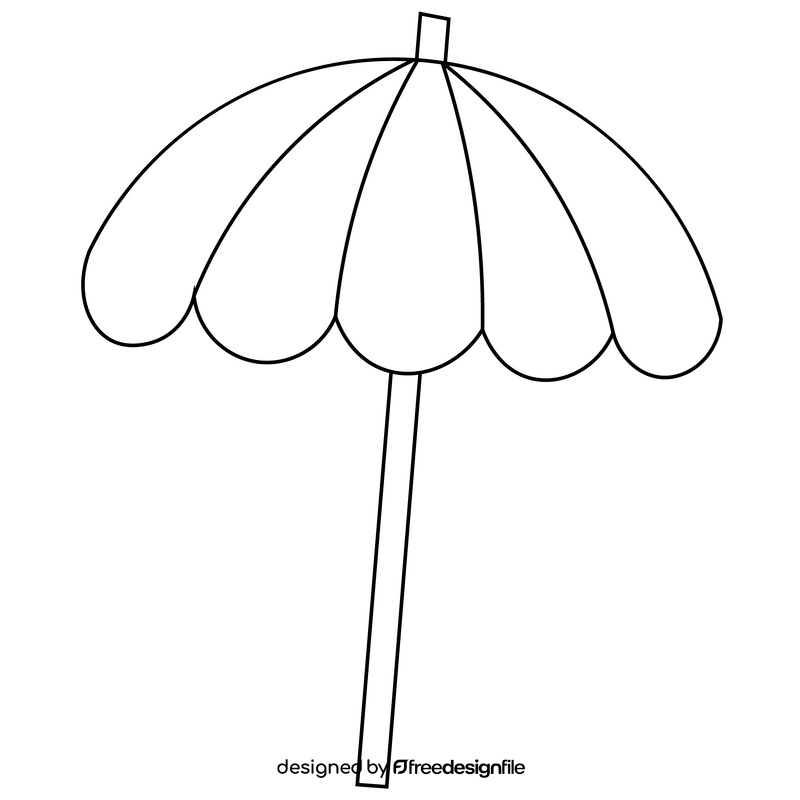 Beach umbrella cartoon black and white clipart