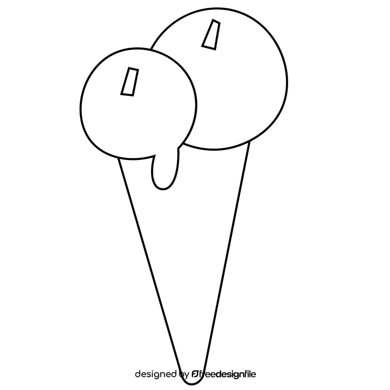 Cartoon ice cream cone black and white clipart