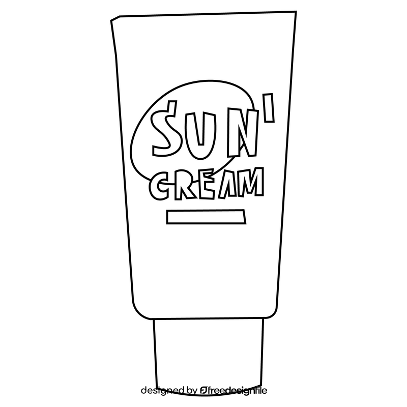 Cartoon sunscreen black and white clipart