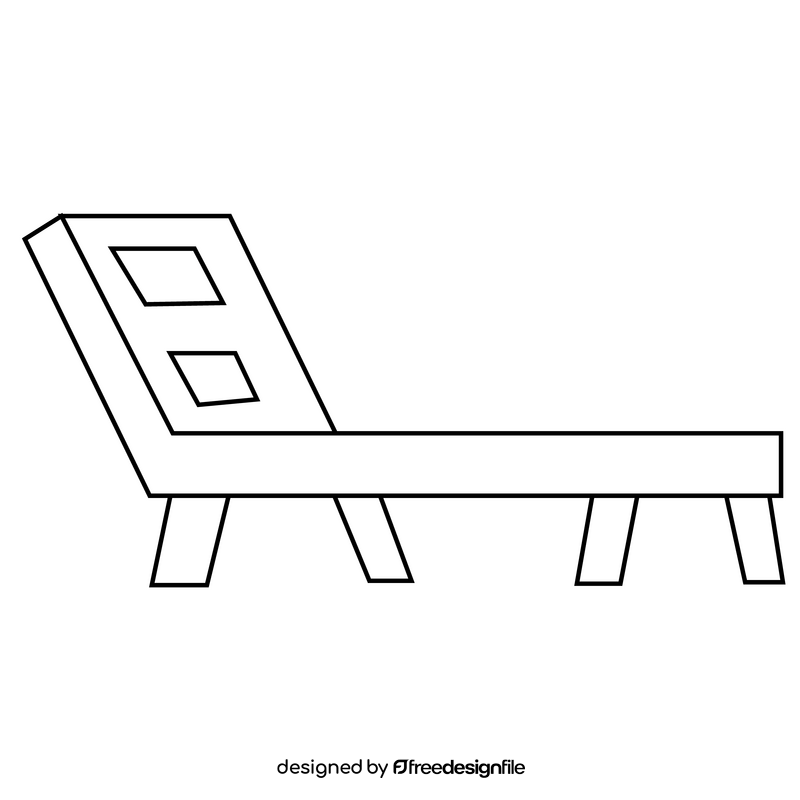 Wooden beach bench illustration black and white clipart