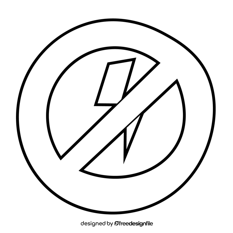No power icon, no lightning icon black and white clipart